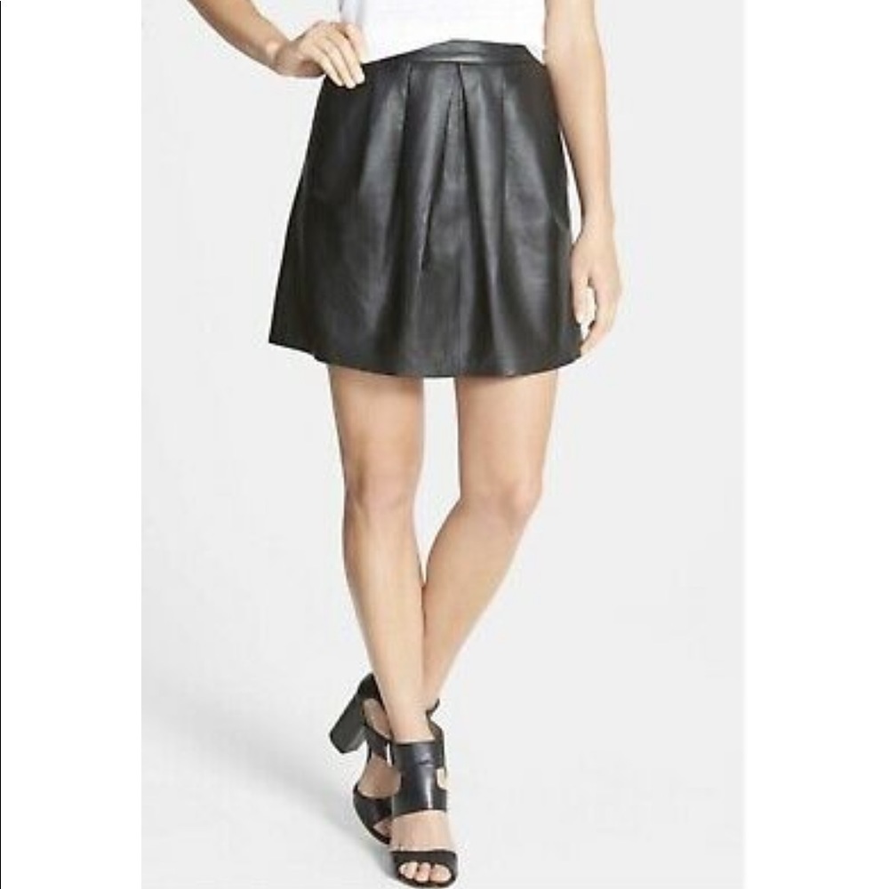 The Fisher Project Black Lamb Leather Skirt